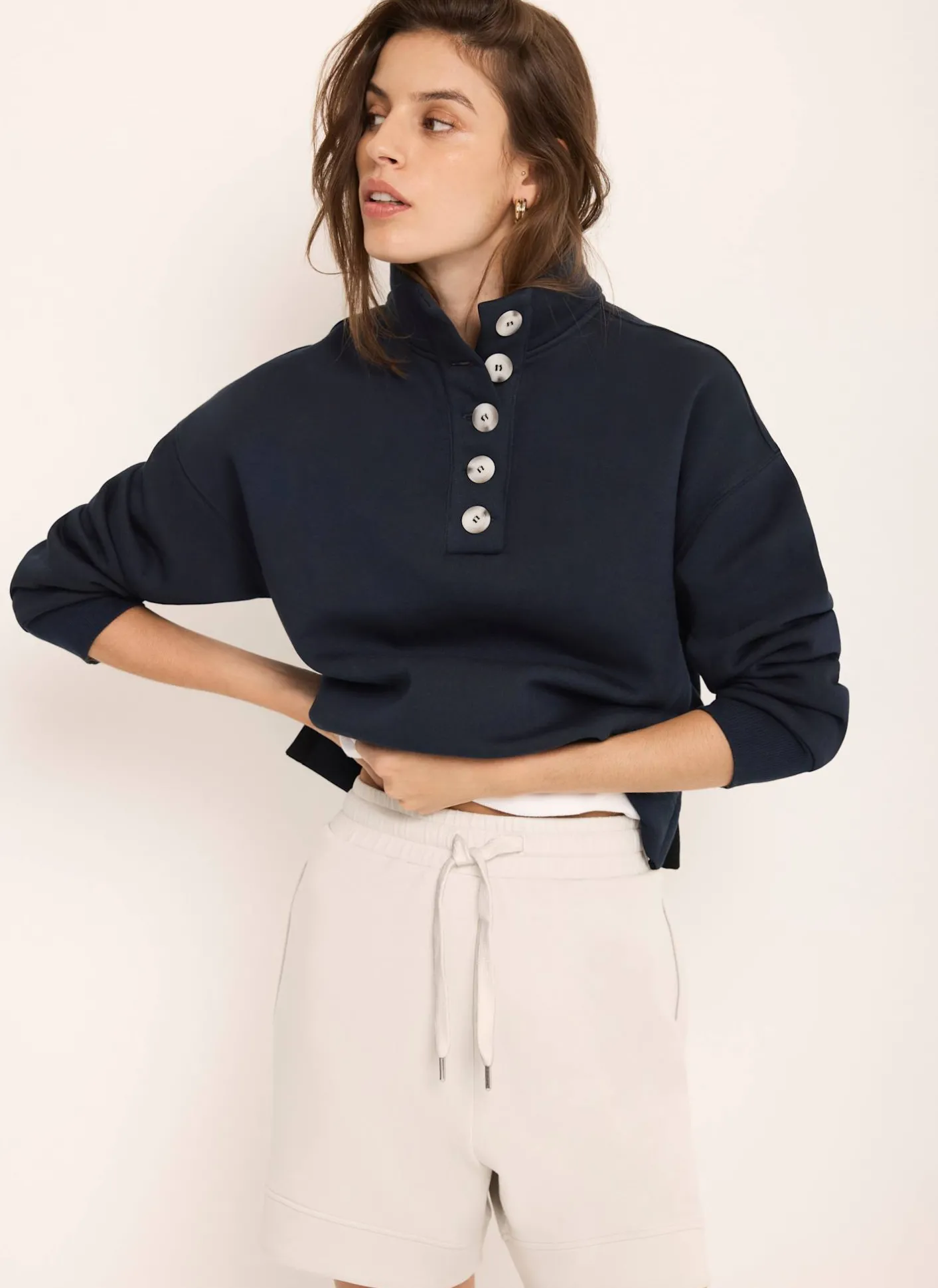 Clearance Button Detail Sweatshirt Sweatshirts|Sweatshirts