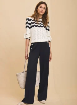 Online Button Front Wide Trousers Wide Leg Trousers|Trousers