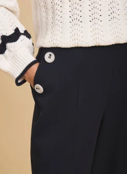 Online Button Front Wide Trousers Wide Leg Trousers|Trousers