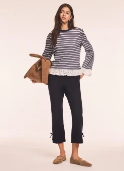 Cotton Blend Capri Trousers Trousers
