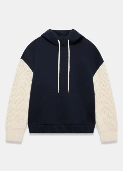 New Cotton Blend Contrast Sleeve Hoodie Sweatshirts|Sweatshirts