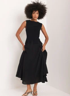 Clearance Cotton Blend Drop Waist Maxi Dress Maxi Dresses