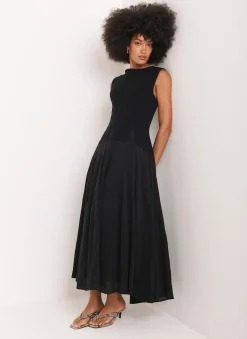 Clearance Cotton Blend Drop Waist Maxi Dress Maxi Dresses