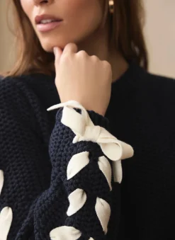 Online Cotton Blend Ribbon Detail Jumper Jumpers|Jumpers & Cardigans