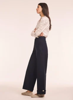 Clearance Cropped Wide Chino Trousers Wide Leg Trousers|Trousers