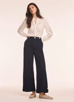 Clearance Cropped Wide Chino Trousers Wide Leg Trousers|Trousers