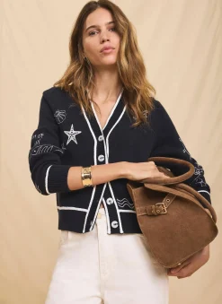 Best Embroidered Marine Knit Cardigan Cardigans|Jumpers & Cardigans