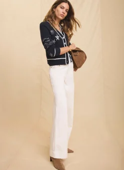 Best Embroidered Marine Knit Cardigan Cardigans|Jumpers & Cardigans