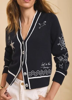 Best Embroidered Marine Knit Cardigan Cardigans|Jumpers & Cardigans