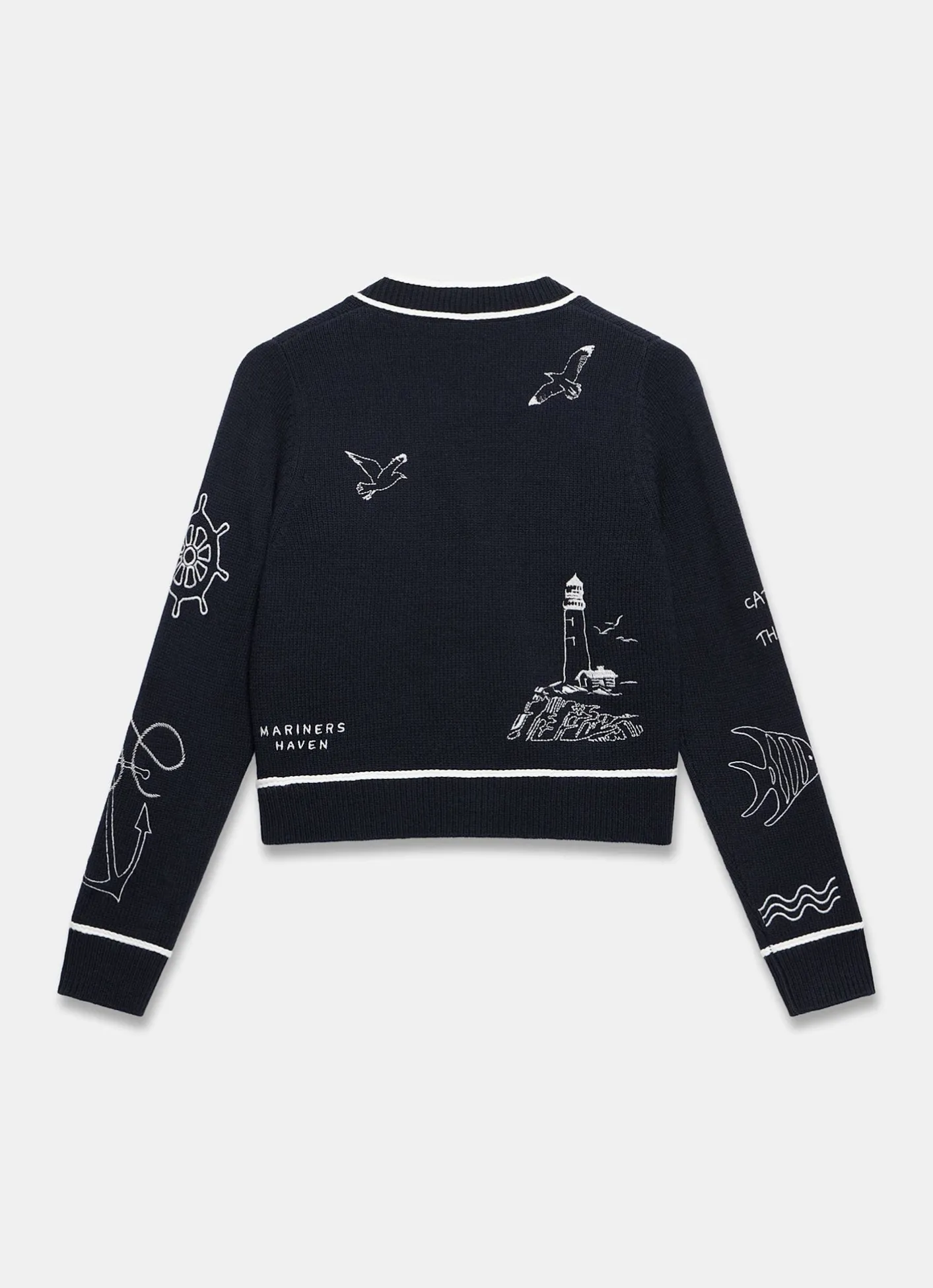 Best Embroidered Marine Knit Cardigan Cardigans|Jumpers & Cardigans