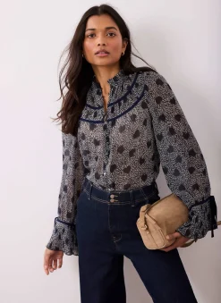 Best Heart Print Chiffon Blouse Shirts & Blouses