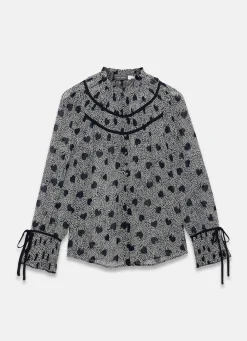 Best Heart Print Chiffon Blouse Shirts & Blouses