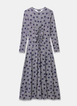 Online Heart Print Zip Front Midi Dress Midi Dresses|Printed Dresses
