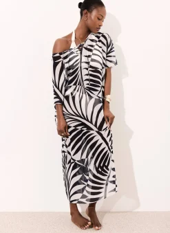 Leaf Print Beach Cover Up Summer Dresses|Midi Dresses