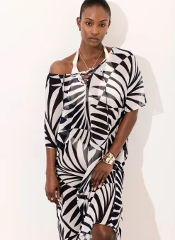 Leaf Print Beach Cover Up Summer Dresses|Midi Dresses
