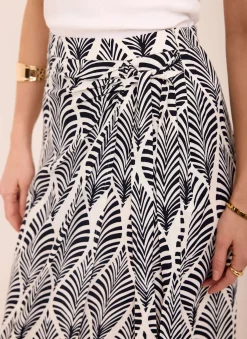 Clearance Leaf Print Wrap Midi Skirt Midi Skirts|Skirts