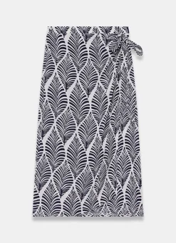 Clearance Leaf Print Wrap Midi Skirt Midi Skirts|Skirts