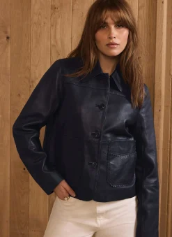 New Leather Scallop Detail Jacket Jackets|Leather & Suede Jackets