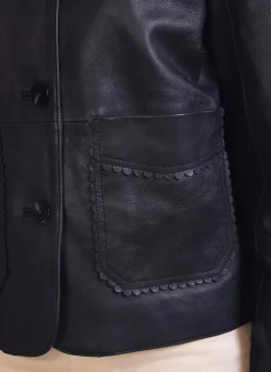 New Leather Scallop Detail Jacket Jackets|Leather & Suede Jackets