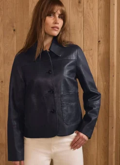 New Leather Scallop Detail Jacket Jackets|Leather & Suede Jackets