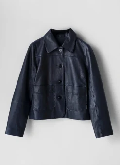 New Leather Scallop Detail Jacket Jackets|Leather & Suede Jackets
