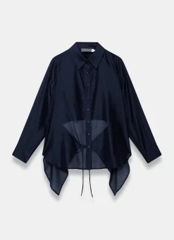 Online Longline Tie Back Sheer Shirt Shirts & Blouses
