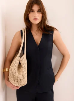 Hot Ramie Longline Waistcoat Waistcoats|All Tops