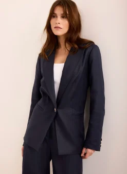 Online Ramie Single Breasted Blazer Jackets