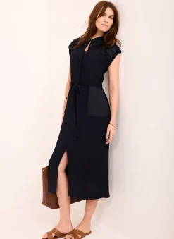 Hot Satin Utility Midi Dress Midi Dresses|Shirt Dresses