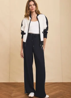 Scallop Side Stripe Wide Trousers Wide Leg Trousers|Trousers