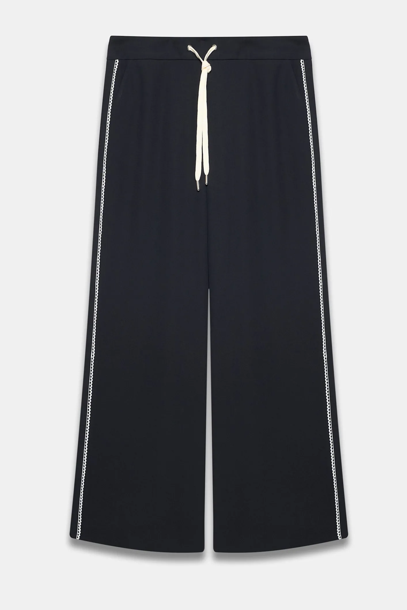 Scallop Side Stripe Wide Trousers Wide Leg Trousers|Trousers