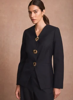 Discount Statement Button Sculpted Jacket Jackets