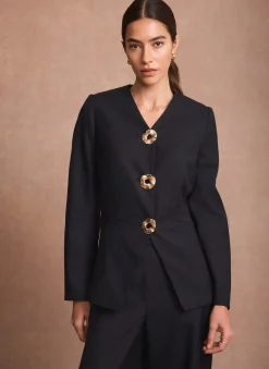 Discount Statement Button Sculpted Jacket Jackets