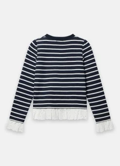 New Stripe Broderie Trim Sweatshirt Sweatshirts|Sweatshirts