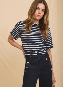 New Stripe Scallop Trim T-Shirt T-Shirts|T-Shirts