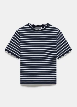New Stripe Scallop Trim T-Shirt T-Shirts|T-Shirts