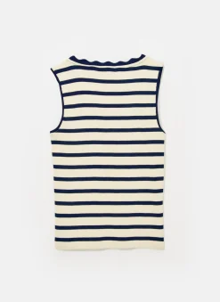 Discount Striped Scallop Trim Vest Top T-Shirts|T-Shirts