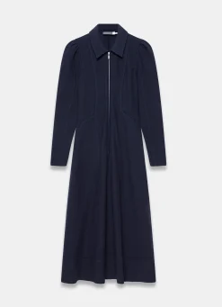 Online Textured Zip Detail Midi Dress Midi Dresses