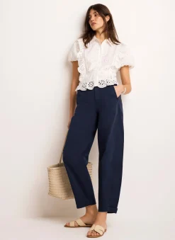 Discount Washed Barrel Leg Chino Trousers Trousers