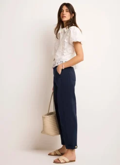 Discount Washed Barrel Leg Chino Trousers Trousers