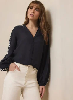 Sale Whipstitch Detail Blouse Shirts & Blouses