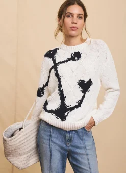 Sale Neutral Cotton Blend Anchor Jumper Jumpers|Jumpers & Cardigans