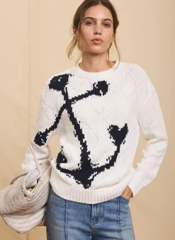 Sale Neutral Cotton Blend Anchor Jumper Jumpers|Jumpers & Cardigans