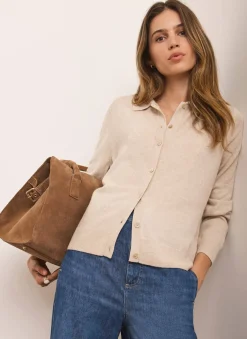 Discount Cotton Blend Button Collar Cardigan Cardigans|Jumpers & Cardigans