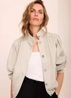 Sale Neutral Cotton Blend Jacket Jackets