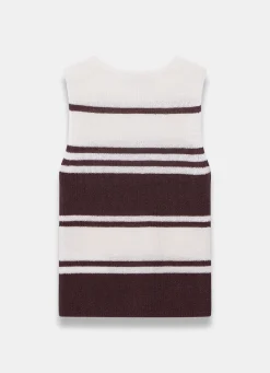 Neutral Cotton Blend Striped Knit Top Knitted Tops|Knitted Tops