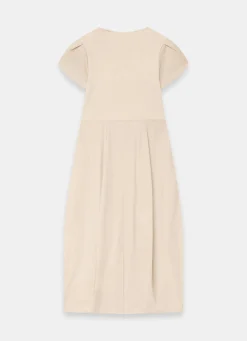 Best Neutral Cotton Blend Tulip Hem Midi Dress Midi Dresses