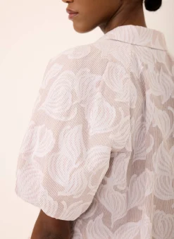 New Cotton Jacquard Striped Shirt Shirts & Blouses|All Tops