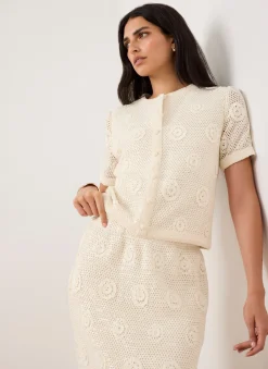 Cotton Sequin Floral Crochet Top Crochet