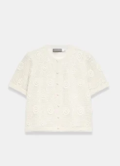 Cotton Sequin Floral Crochet Top Crochet